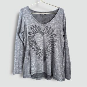 Lauren Moshi Graphic Long Sleeve Tee Love is a Battlefield Bullet Heart Design
